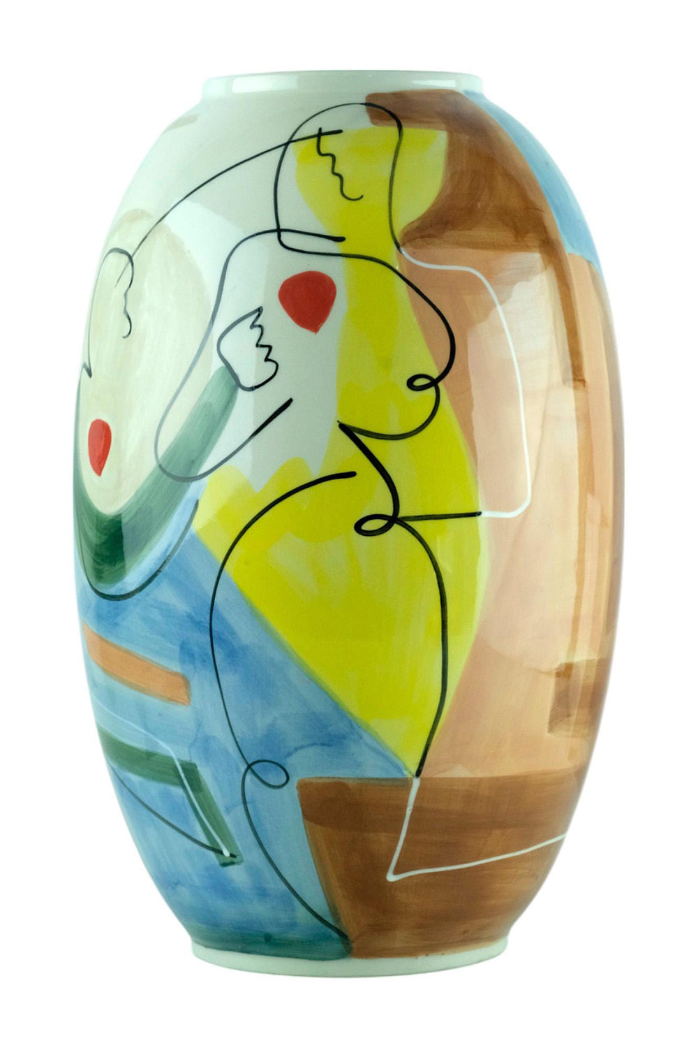Large Porcelain Vase with Couple Decoration Abstract Vase Colourful Vase Wedding Gift Italian Design Vase Couple Gift Romantic Art Love Art