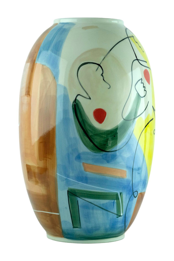Large Porcelain Vase with Couple Decoration Abstract Vase Colourful Vase Wedding Gift Italian Design Vase Couple Gift Romantic Art Love Art