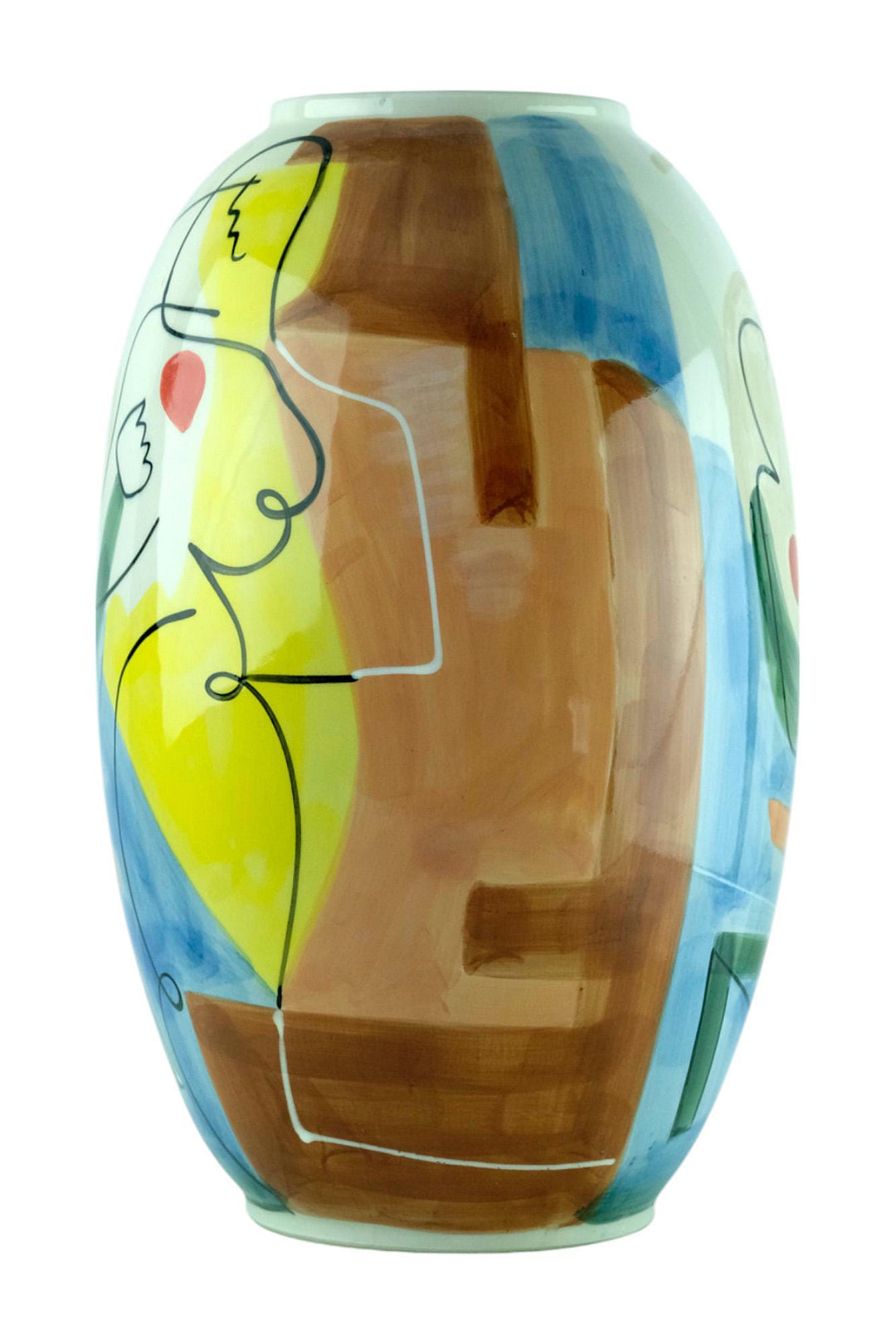 Large Porcelain Vase with Couple Decoration Abstract Vase Colourful Vase Wedding Gift Italian Design Vase Couple Gift Romantic Art Love Art