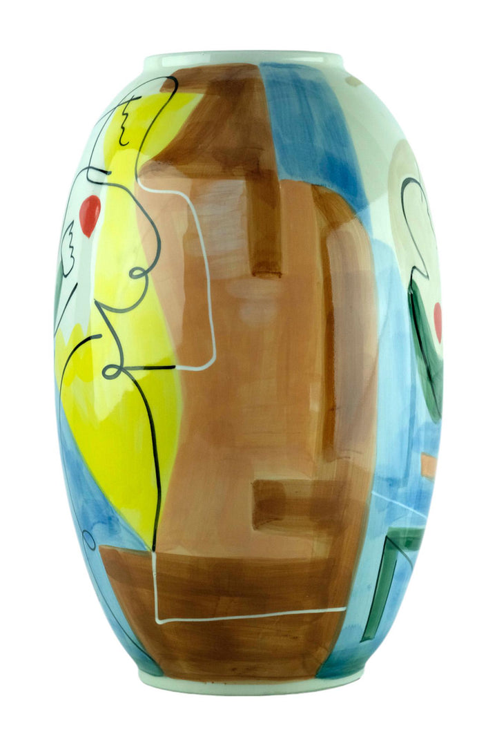 Large Porcelain Vase with Couple Decoration Abstract Vase Colourful Vase Wedding Gift Italian Design Vase Couple Gift Romantic Art Love Art