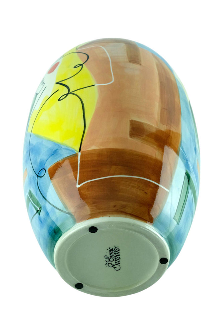 Large Porcelain Vase with Couple Decoration Abstract Vase Colourful Vase Wedding Gift Italian Design Vase Couple Gift Romantic Art Love Art