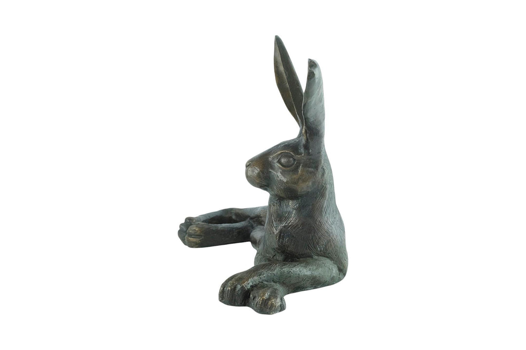 Bronze Sculpture of a Hare Lying Down Animal Art Statue Bronze Hare Sculpture Hunting Decoration Bronze Hare Statue Outdoor Hunting Statue