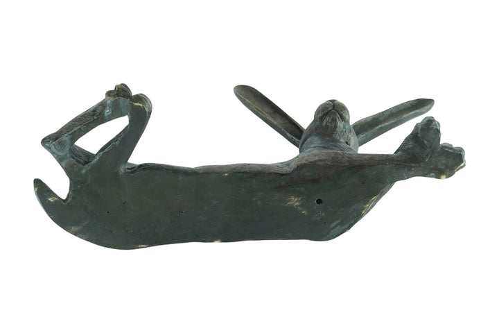 Bronze Sculpture of a Hare Lying Down Animal Art Statue Bronze Hare Sculpture Hunting Decoration Bronze Hare Statue Outdoor Hunting Statue