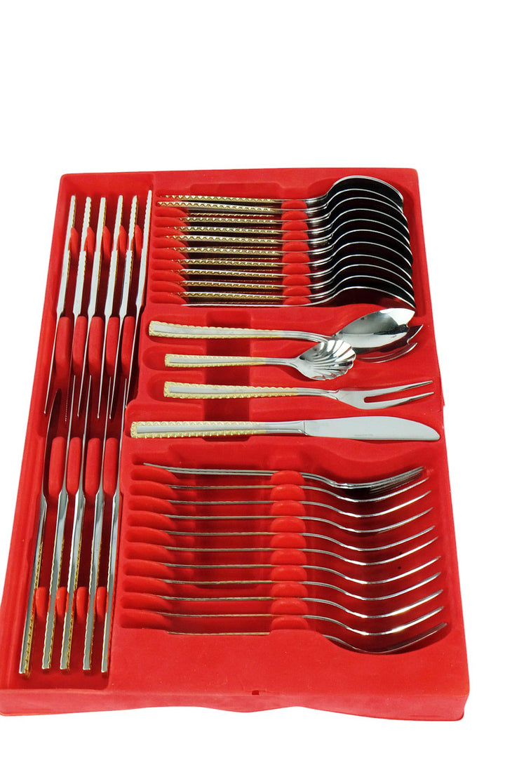 12 Persons Luxury Cutlery Set in Suitcase by SBS Solingen - 82 Pieces - 24 Carat Gold Plated Cutlery Set - German Cutlery Set by Solingen