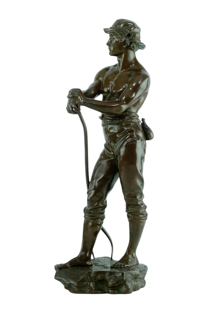 Antique Bronze Sculpture of a Haymaker by Charles Octave Levy French Antique Statue 19th Century Sculpture Farming Statue in Bronze Antique