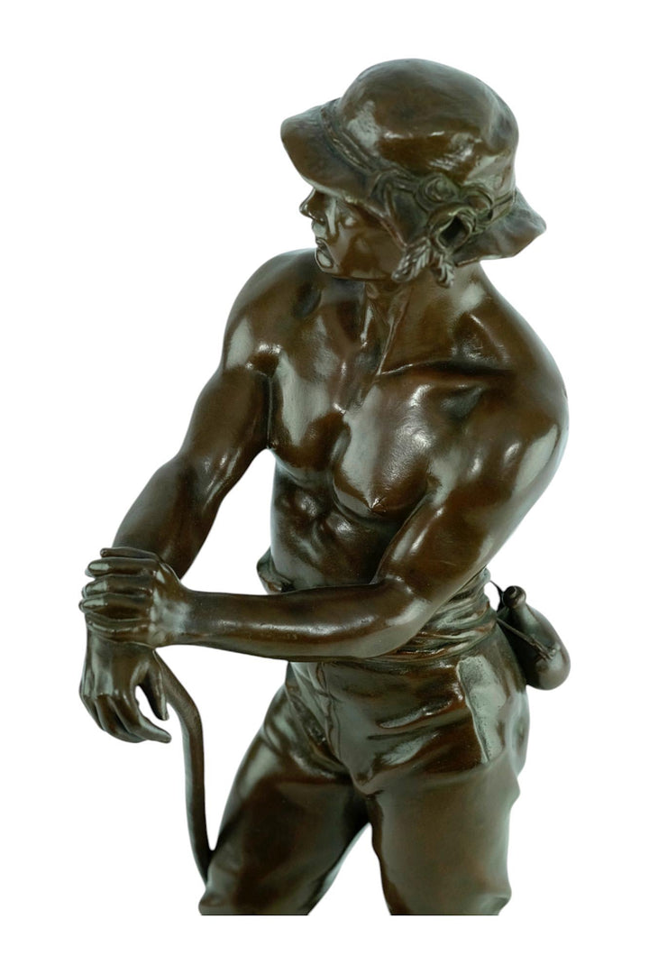 Antique Bronze Sculpture of a Haymaker by Charles Octave Levy French Antique Statue 19th Century Sculpture Farming Statue in Bronze Antique