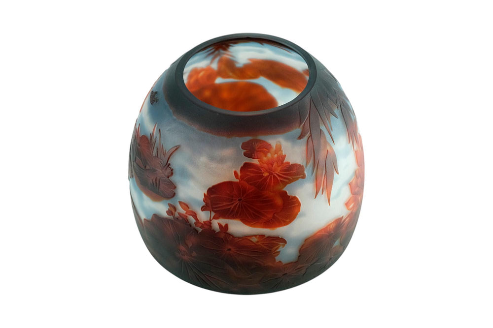 Glass Vase with Lilypond Decoration in Art Nouveau Style inspired by Emile Galle Cameo Glass Vase Jugendstil Decoration Decorative Vase