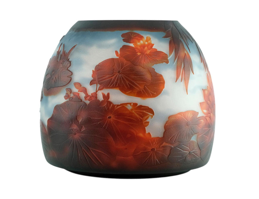 Glass Vase with Lilypond Decoration in Art Nouveau Style inspired by Emile Galle Cameo Glass Vase Jugendstil Decoration Decorative Vase