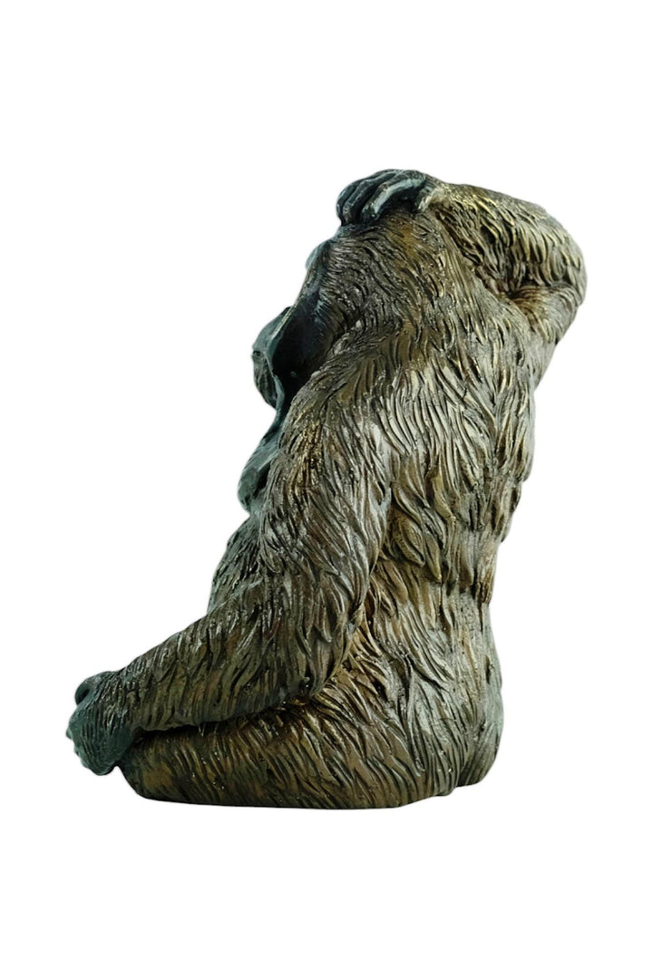 Bronze Sculpture of a Sitting Orangutan Scratching it's Head Animal Art Statue Bronze Monkey Sculpture Orangutan Decoration Wildlife Art