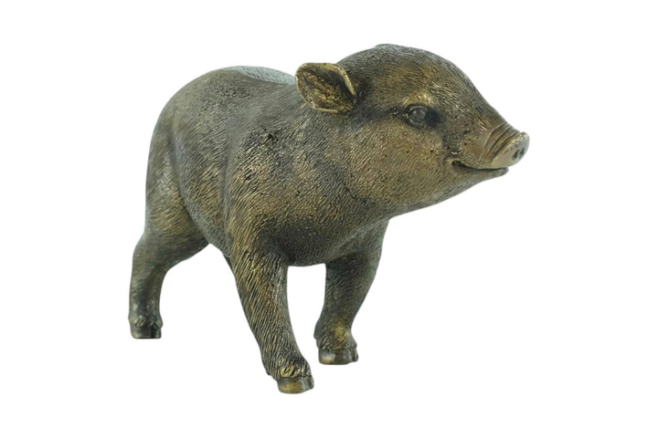 Bronze Sculpture of a Happy Piglet Farm Animal Sculpture Bronze Pig Statue Animal Decoration Standing Piglet Bronze Animal Sculpture Art