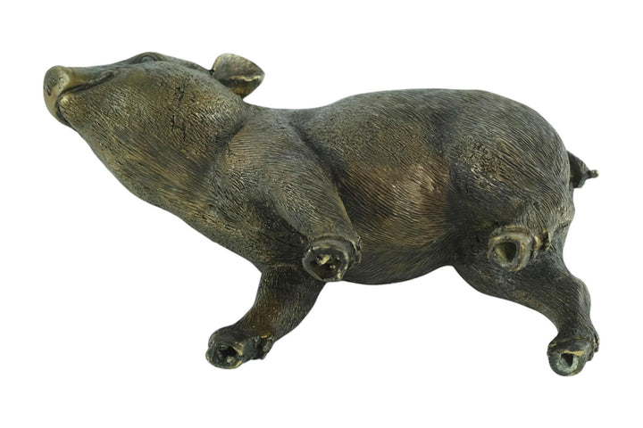 Bronze Sculpture of a Happy Piglet Farm Animal Sculpture Bronze Pig Statue Animal Decoration Standing Piglet Bronze Animal Sculpture Art