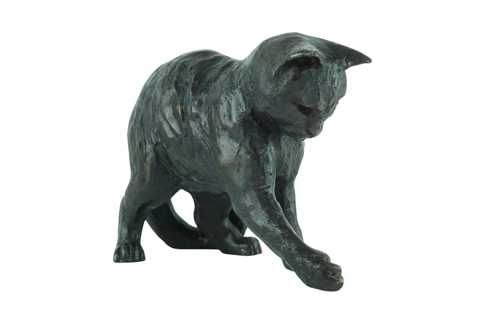 Bronze Sculpture of a Playing Cat Animal Art Statue Bronze Cat Statue Cat Lovers Gift Animal Sculpture Cat with Ball Sculpture Cat Gift