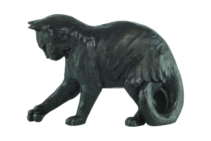 Bronze Sculpture of a Playing Cat Animal Art Statue Bronze Cat Statue Cat Lovers Gift Animal Sculpture Cat with Ball Sculpture Cat Gift