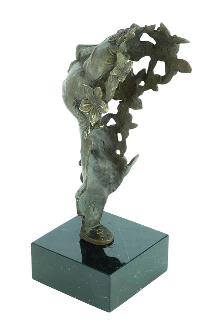 Bronze Sculpture of a Dreaming Female with Butterflies and Flowers in Art Nouveau Style Bronze Female Sculpture Jugendstil Statue Bronze Art