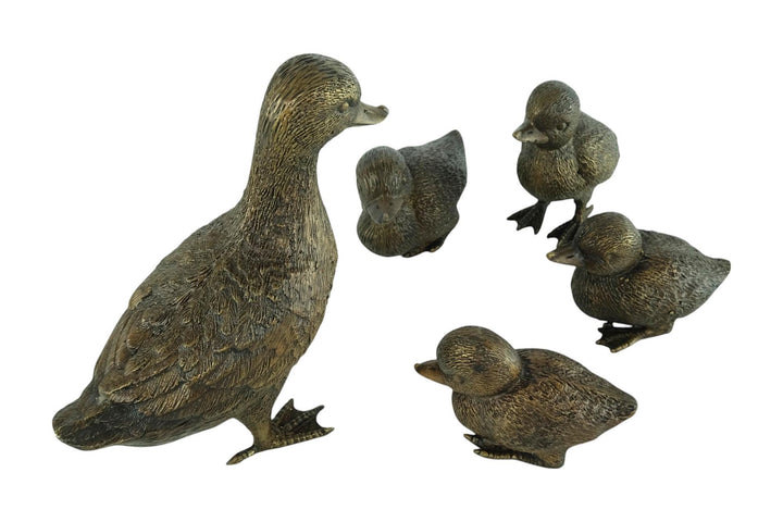 Bronze Duck with Ducklings Sculptures Outdoor Duck Sculptures Animal Art Statues Duck Lovers Gift Garden Sculptures Duck Decoration