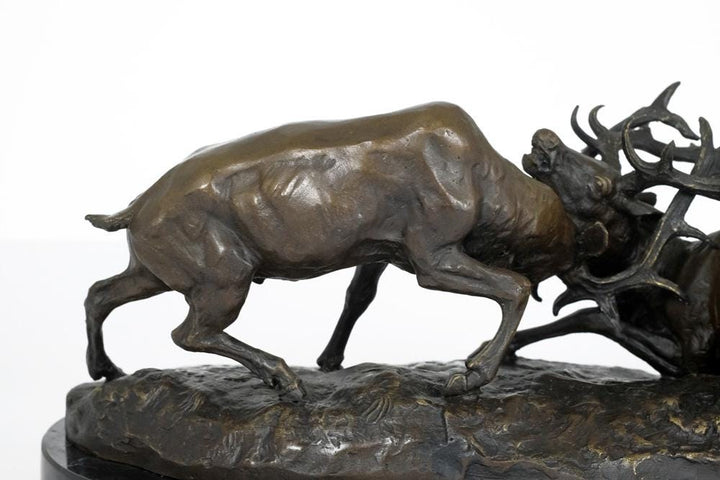 Bronze Sculpture of two Fighting Deer Animal Art Statue Bronze Deer Statue Hunting Decoration Hunting Sculpture Bronze Wildlife Sculpture