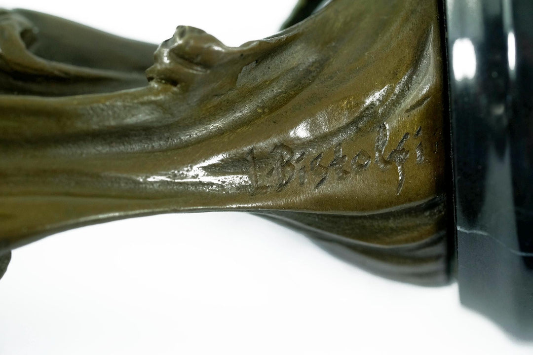 Bronze Sculpture of a Female Standing in Waves with a Bird Mythology Statue Bronze Female Sculpture Inspired by Leonardo Bistolfi Female Art