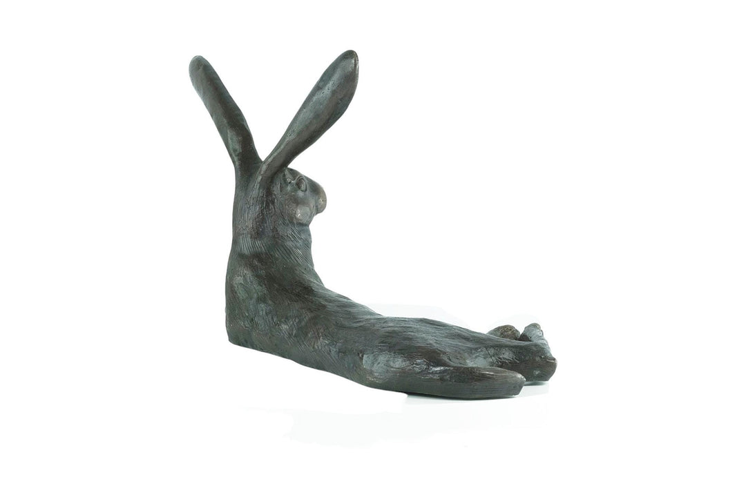 Bronze Sculpture of a Hare Lying Down Animal Art Statue Bronze Hare Sculpture Hunting Decoration Bronze Hare Statue Outdoor Hunting Statue