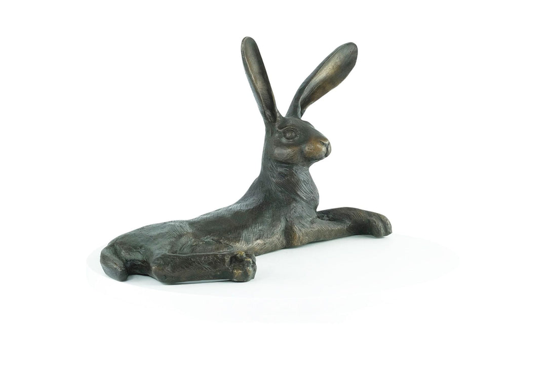 Bronze Sculpture of a Hare Lying Down Animal Art Statue Bronze Hare Sculpture Hunting Decoration Bronze Hare Statue Outdoor Hunting Statue