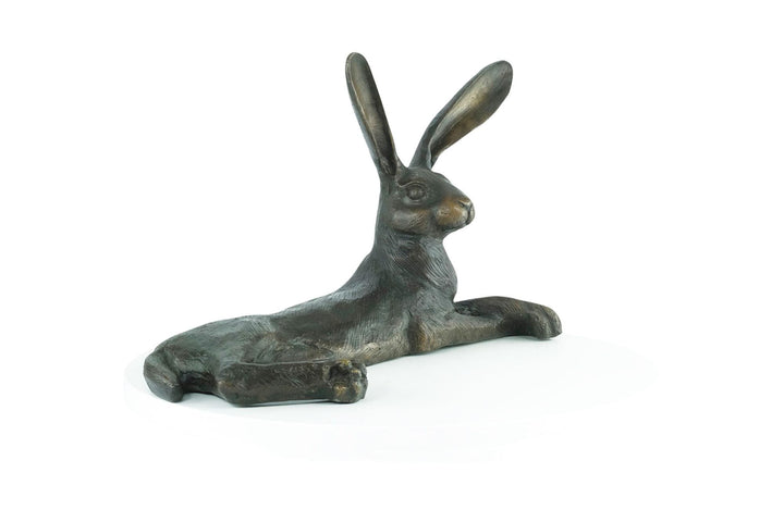 Bronze Sculpture of a Hare Lying Down Animal Art Statue Bronze Hare Sculpture Hunting Decoration Bronze Hare Statue Outdoor Hunting Statue