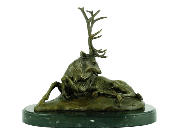 Bronze Deer Sculpture Animal Art Statue Bronze Lying Deer Statue Hunting Decoration Bronze Wildlife Sculpture Hunting Sculpture Barye Statue