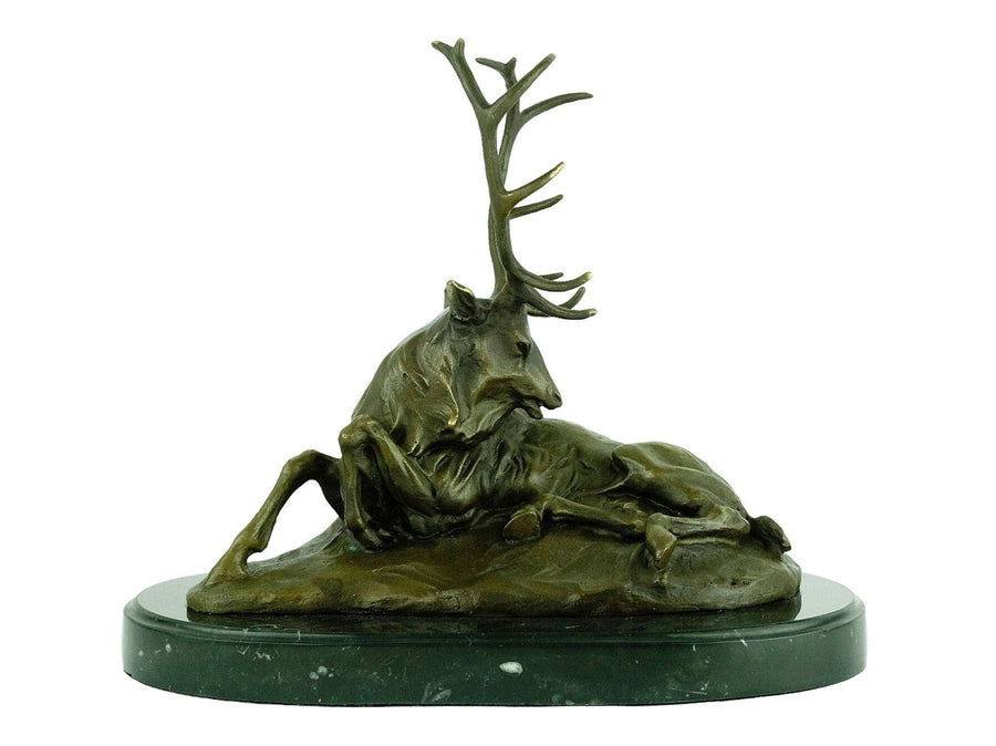 Bronze Deer Sculpture Animal Art Statue Bronze Lying Deer Statue Hunting Decoration Bronze Wildlife Sculpture Hunting Sculpture Barye Statue