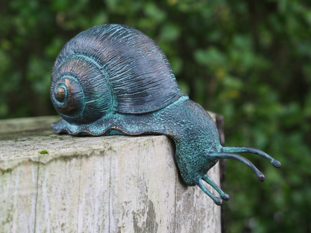 Outdoor Bronze Sculpture of a Snail Crawling over the Edge Garden Snail Decoration Snail Lovers Gift Bronze Snail Statue Outdoor Bronze Art