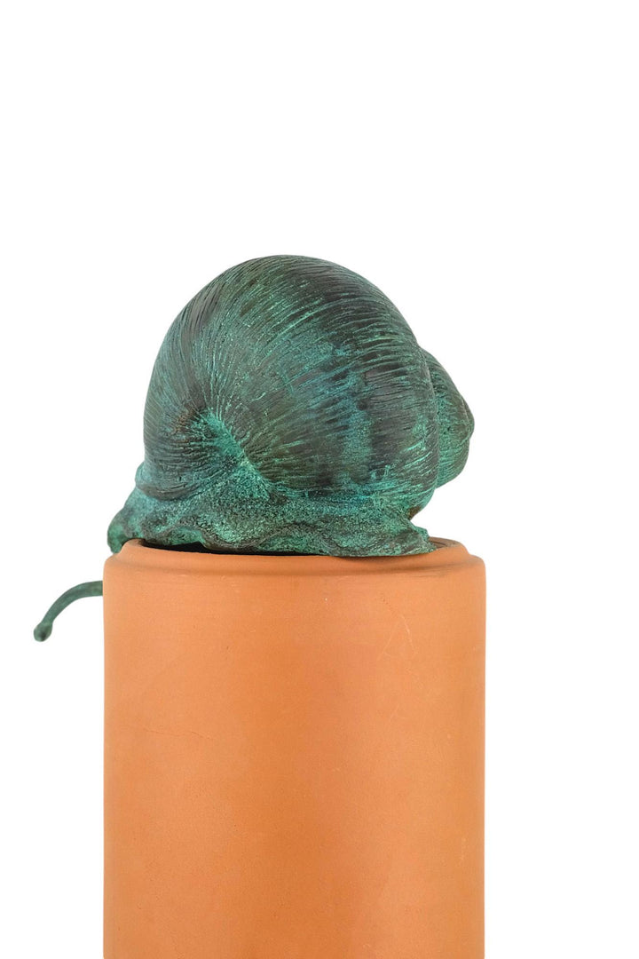 Outdoor Bronze Sculpture of a Snail Crawling over the Edge Garden Snail Decoration Snail Lovers Gift Bronze Snail Statue Outdoor Bronze Art