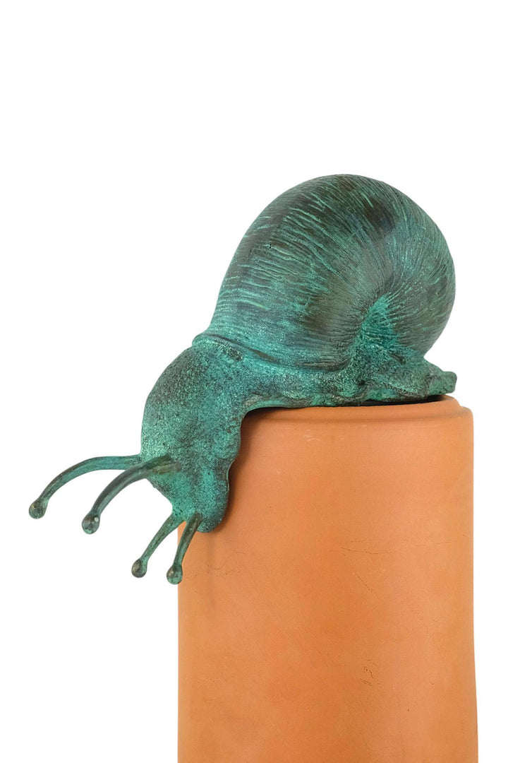 Outdoor Bronze Sculpture of a Snail Crawling over the Edge Garden Snail Decoration Snail Lovers Gift Bronze Snail Statue Outdoor Bronze Art