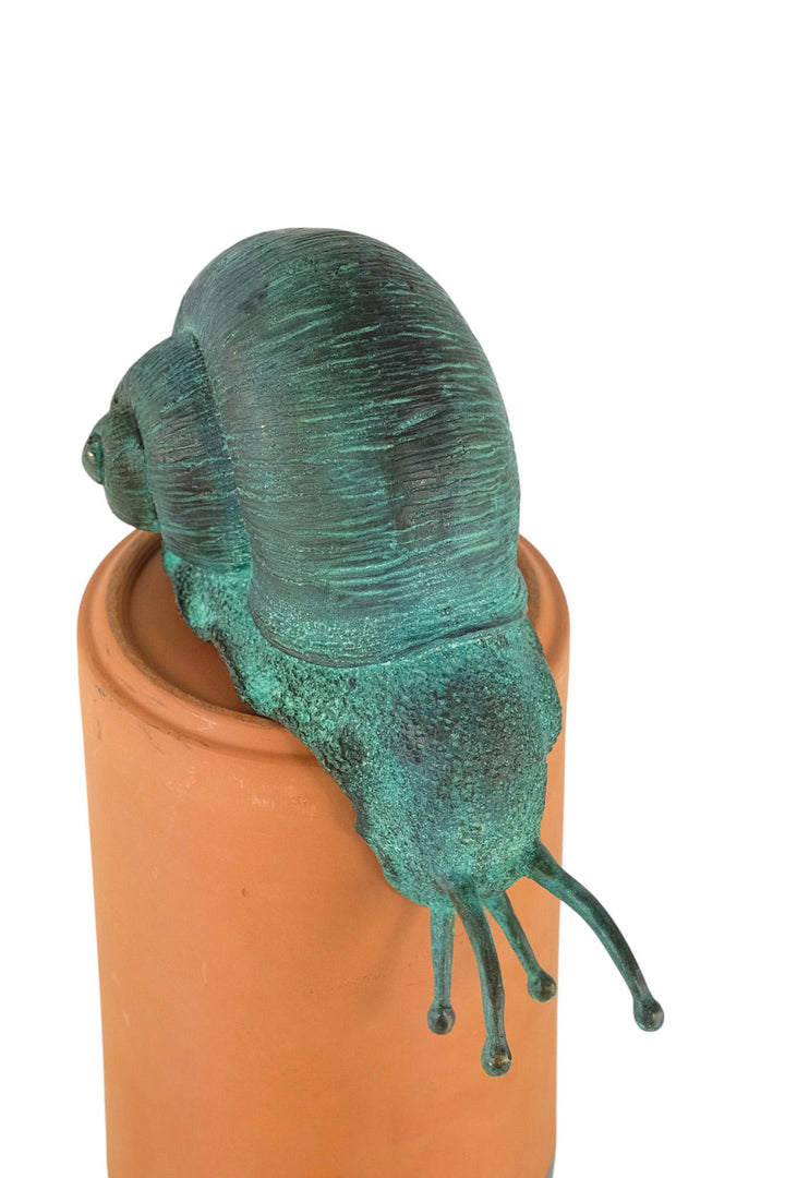 Outdoor Bronze Sculpture of a Snail Crawling over the Edge Garden Snail Decoration Snail Lovers Gift Bronze Snail Statue Outdoor Bronze Art