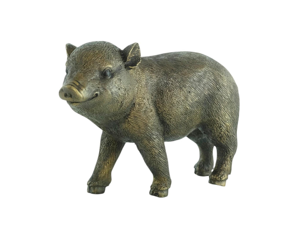 Bronze Sculpture of a Happy Piglet Farm Animal Sculpture Bronze Pig Statue Animal Decoration Standing Piglet Bronze Animal Sculpture Art