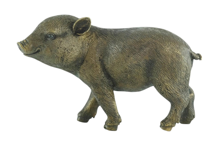 Bronze Sculpture of a Happy Piglet Farm Animal Sculpture Bronze Pig Statue Animal Decoration Standing Piglet Bronze Animal Sculpture Art