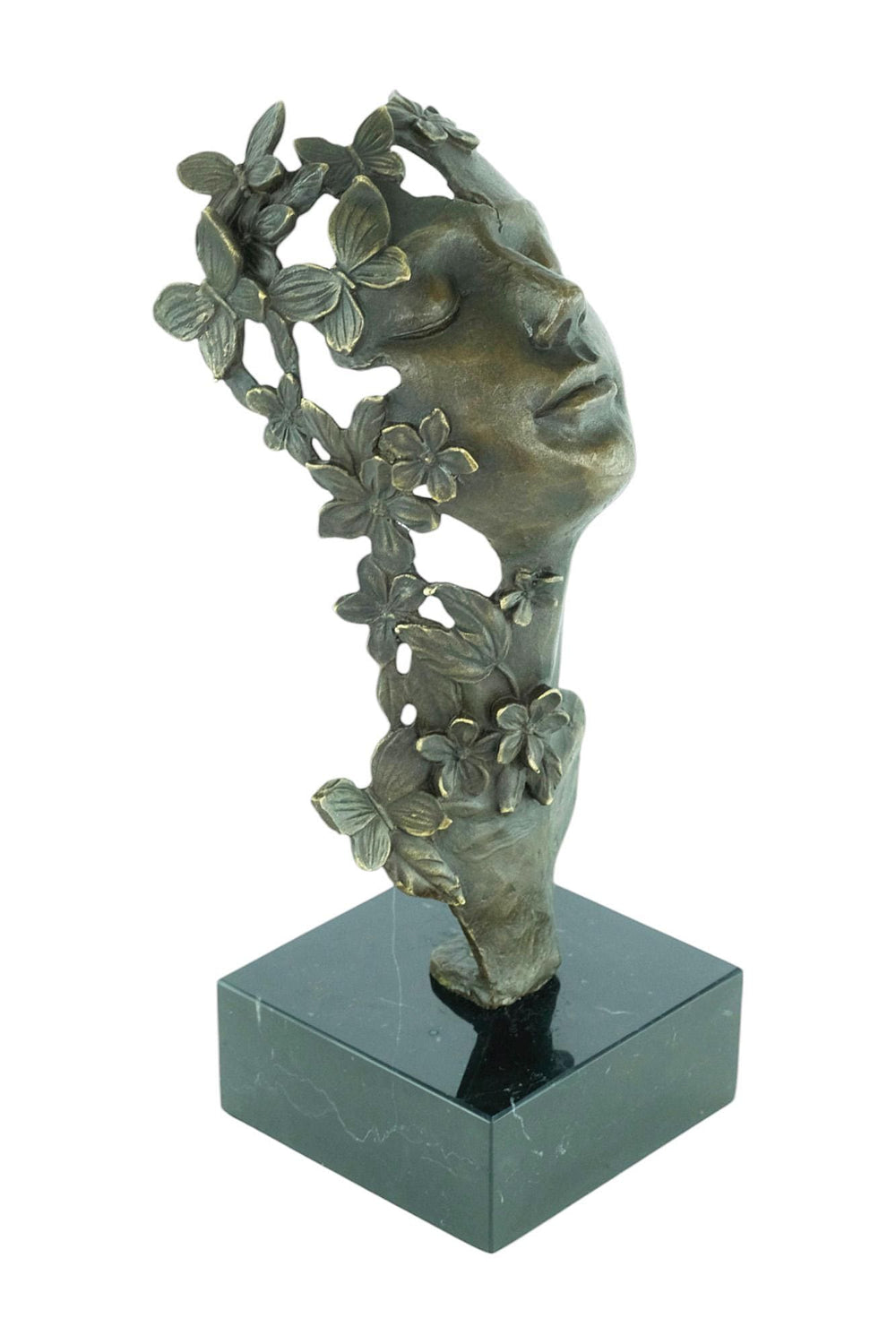 Bronze Sculpture of a Dreaming Female with Butterflies and Flowers in Art Nouveau Style Bronze Female Sculpture Jugendstil Statue Bronze Art