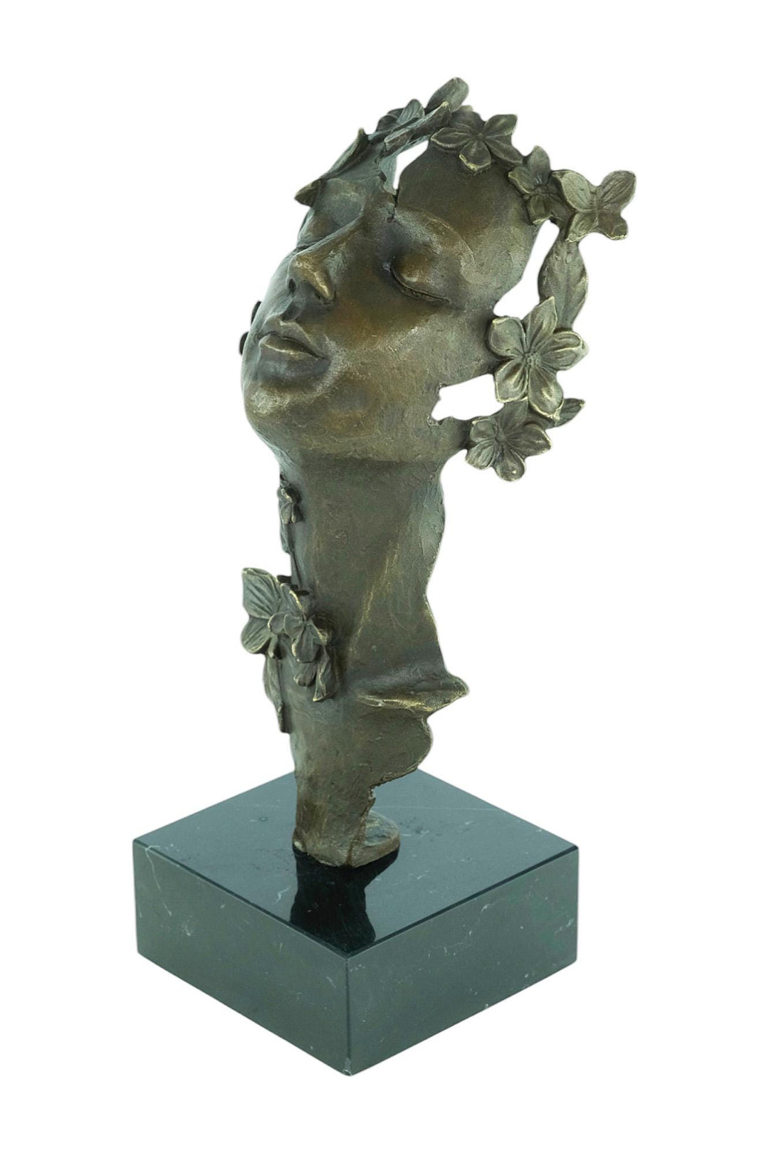 Bronze Sculpture of a Dreaming Female with Butterflies and Flowers in Art Nouveau Style Bronze Female Sculpture Jugendstil Statue Bronze Art