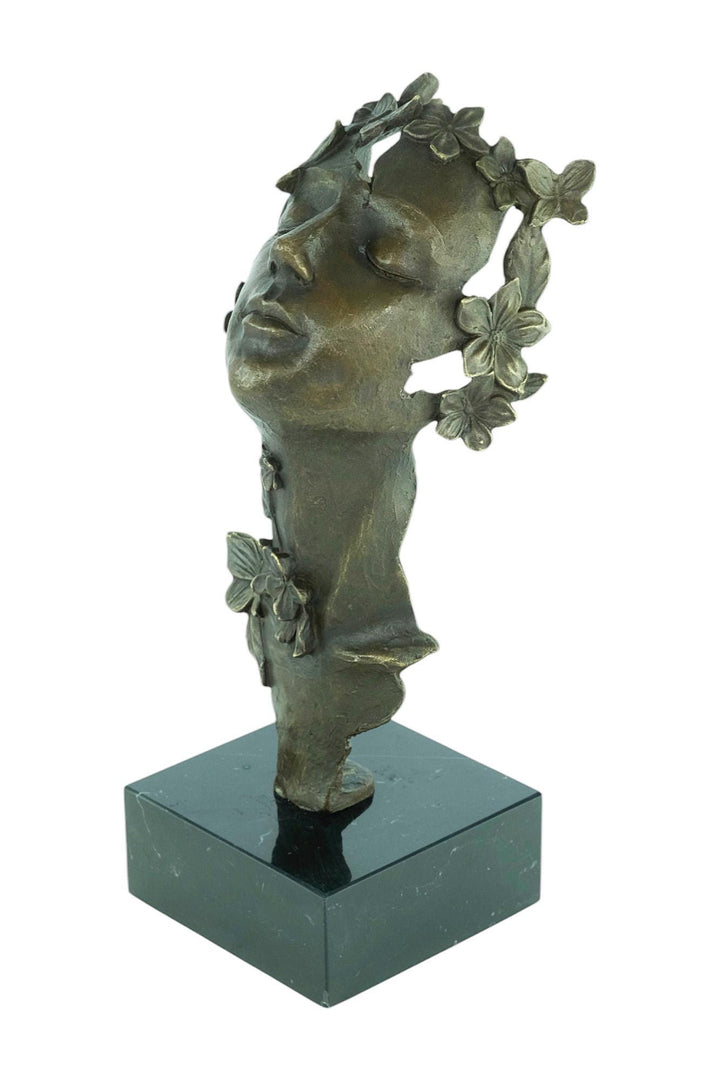 Bronze Sculpture of a Dreaming Female with Butterflies and Flowers in Art Nouveau Style Bronze Female Sculpture Jugendstil Statue Bronze Art