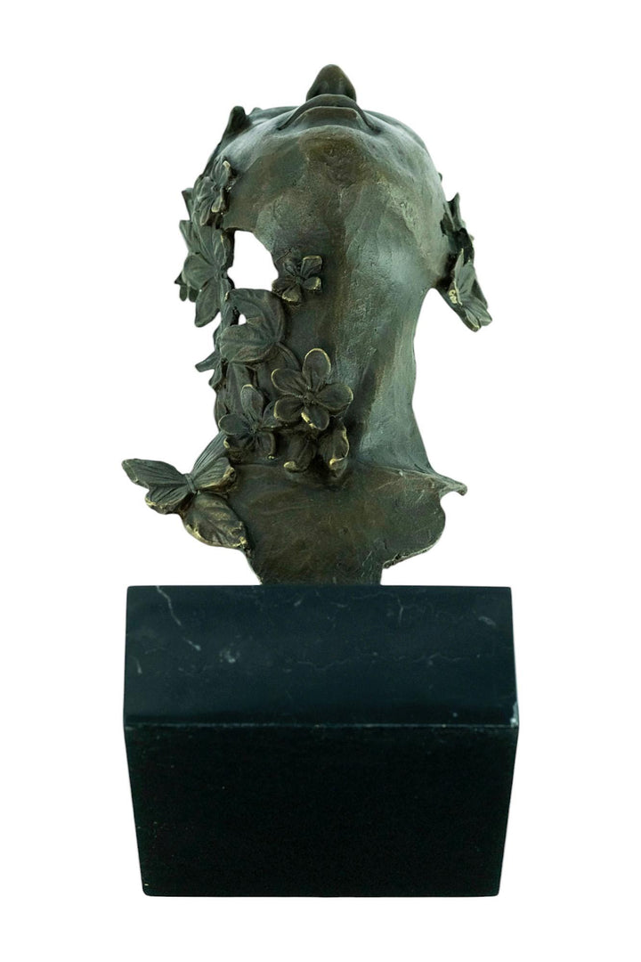 Bronze Sculpture of a Dreaming Female with Butterflies and Flowers in Art Nouveau Style Bronze Female Sculpture Jugendstil Statue Bronze Art