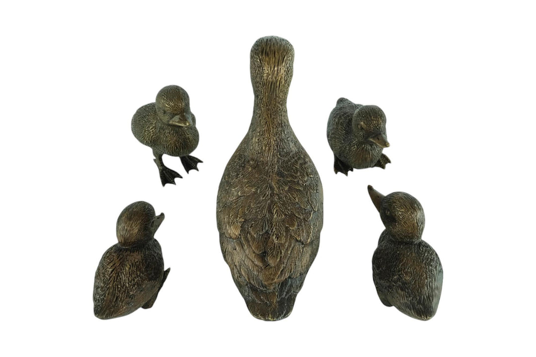 Bronze Duck with Ducklings Sculptures Outdoor Duck Sculptures Animal Art Statues Duck Lovers Gift Garden Sculptures Duck Decoration