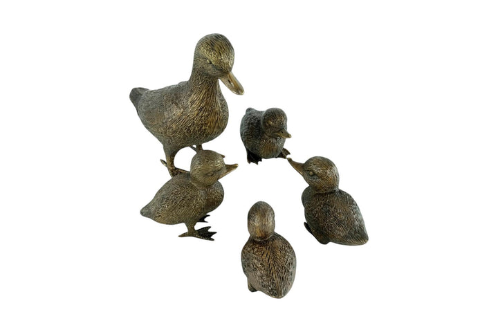 Bronze Duck with Ducklings Sculptures Outdoor Duck Sculptures Animal Art Statues Duck Lovers Gift Garden Sculptures Duck Decoration