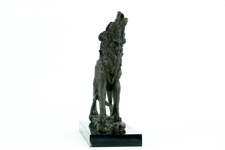 Bronze Sculpture of a Howling Wolf Animal Art Statue Bronze Wolf Sculpture Hunting Decoration Wolf Lovers Gift Bronze Animal Sculpture