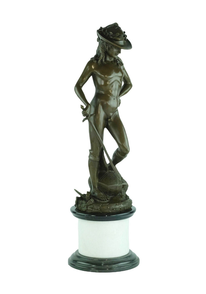 Large Bronze Sculpture of Davids' Victory over Goliath Bronze Mythology Statue Donatello David and Goliath Biblical Bronze Sculpture Art