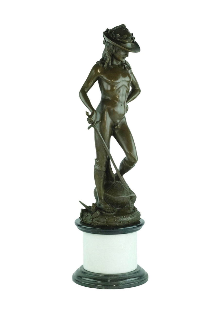 Large Bronze Sculpture of Davids' Victory over Goliath Bronze Mythology Statue Donatello David and Goliath Biblical Bronze Sculpture Art