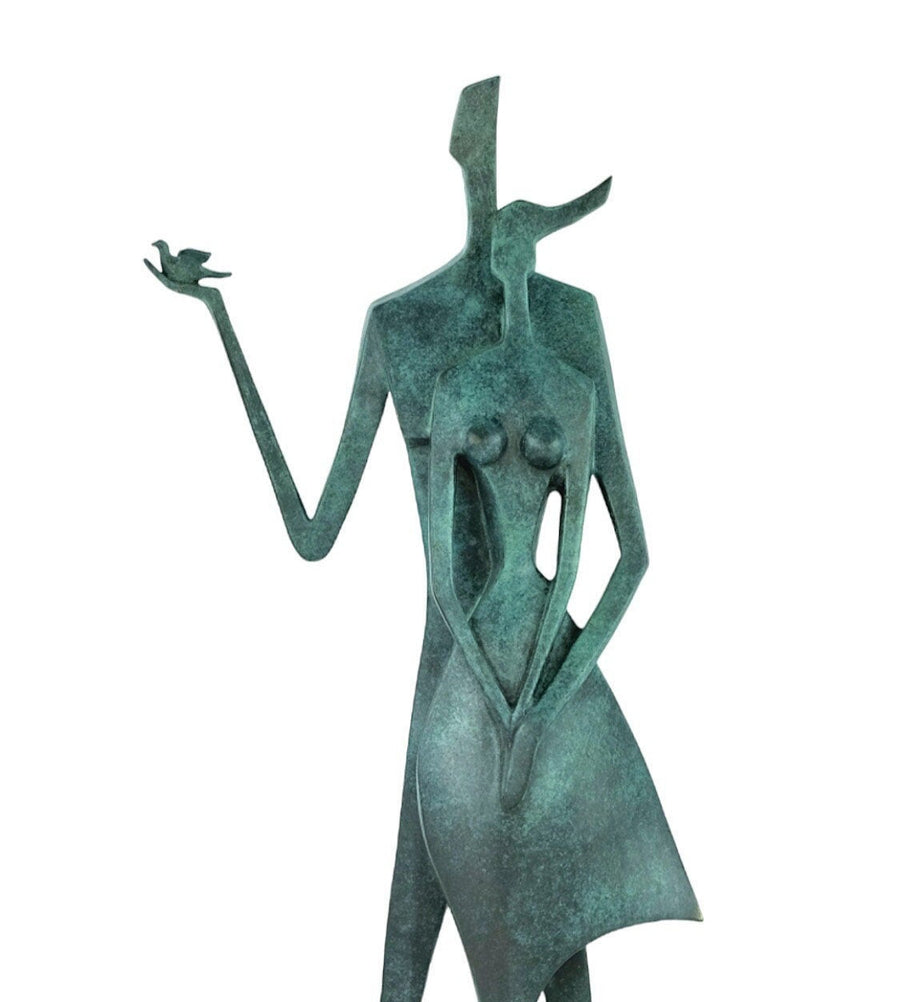 Modern Bronze Couple Sculpture Contemporary Art Statue Abstract Couple Statue Wedding Gift Male and Female Sculpture Cubist Sculpture Love
