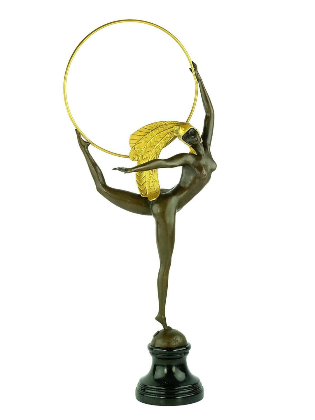 Bronze Hoop Dancer Sculpture in Art Deco Style Bronze Art Deco Statue Bronze Dancer Sculpture Female Dancer Sculpture Large Art Statue