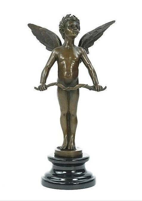 Bronze Winged Cupid Statue Cupid with Bow Figurine Bronze Cupid Statue Bronze Vici Sculpture Auguste Moreau Sculpture Classic Art Statue