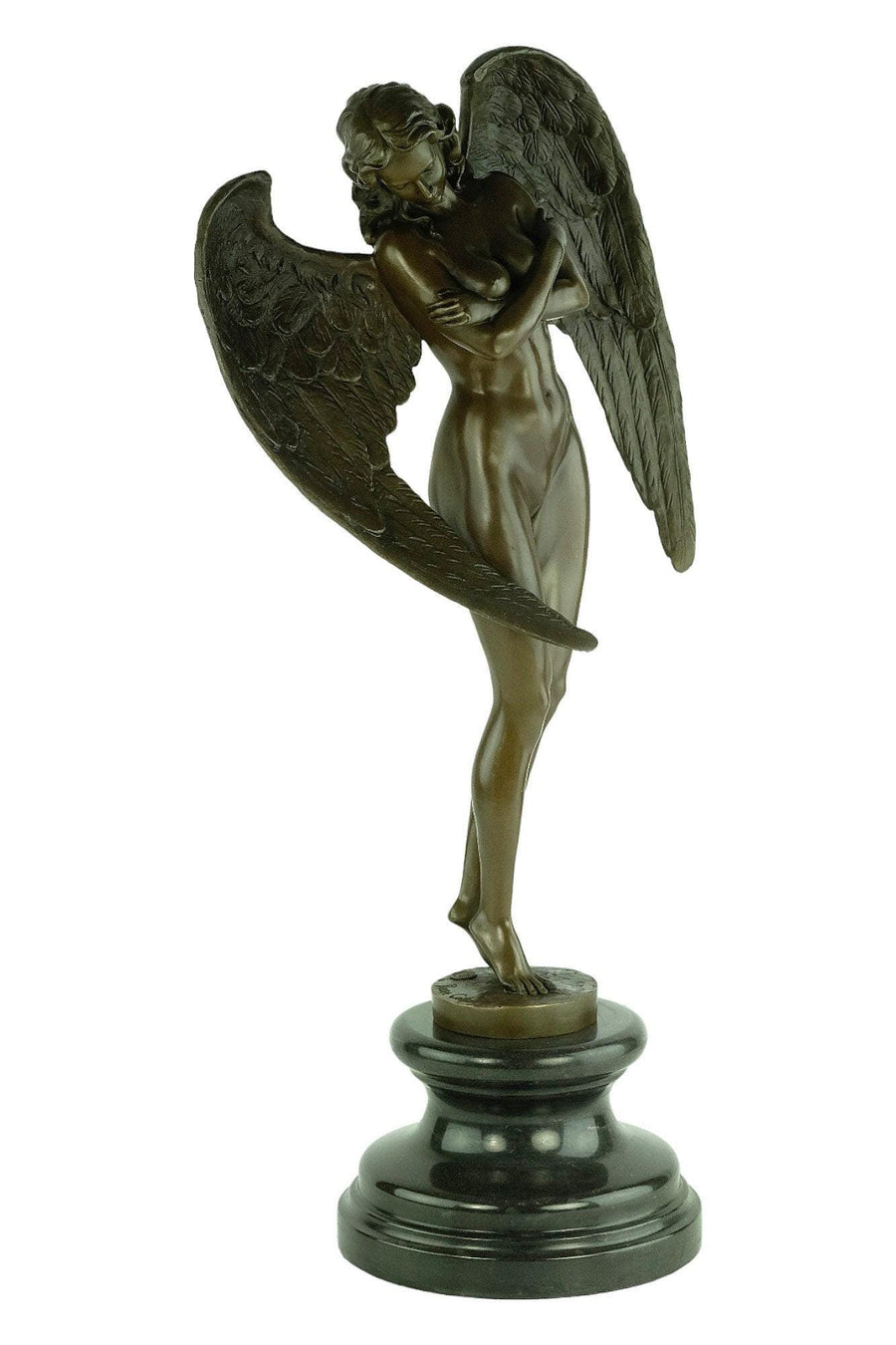 Large Bronze Winged Female Sculpture signed Pierre Collinet Bronze Winged Angel Statue Bronze Female Sculpture Large Bronze Mythology Statue