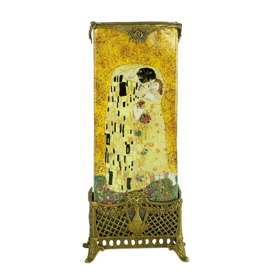Bronze Mounted Porcelain Vase with Gustav Klimt Decoration Modern Art Vase Gustav Klimt Art Vase Gustav Klimt Lovers Gift Contemporary Art
