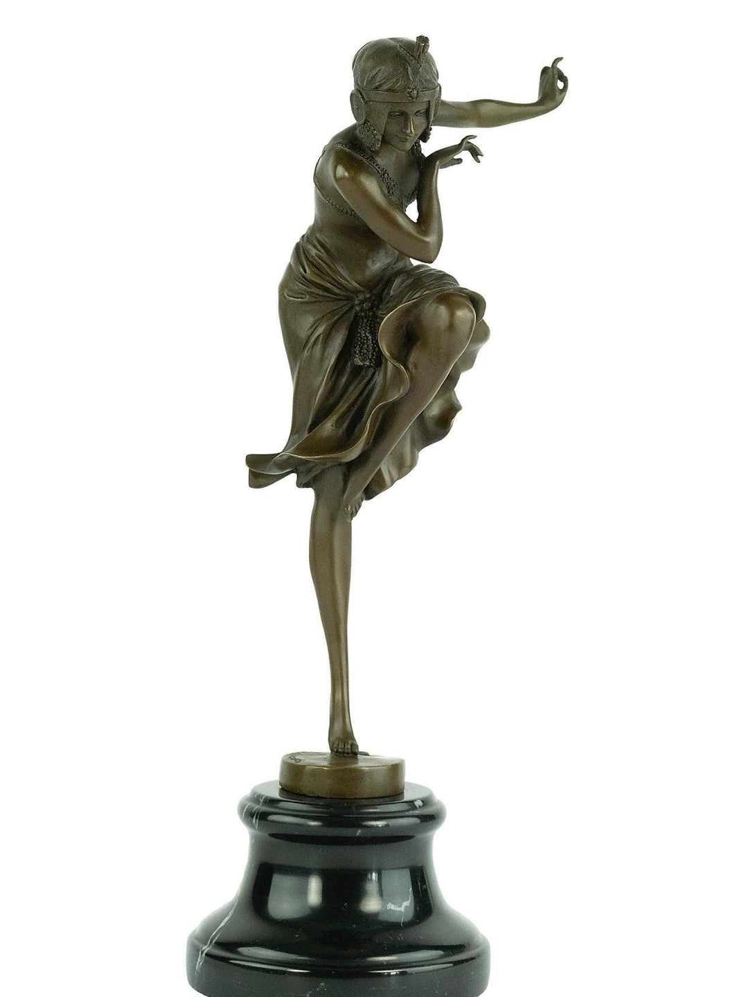Bronze Dancer Sculpture in Art Deco Style after Chiparus Bronze Dancer Statue Dancer Decoration Art Deco Sculpture Female Dancer Figurine