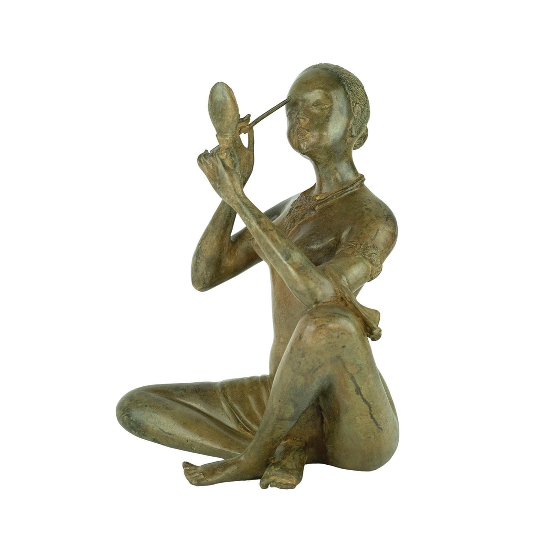 Bronze Sculpture of a Female Putting on Make-Up by the Pierre Chenet Foundry Art Deco Style Bronze Sculpture Art Deco Female Statue Art