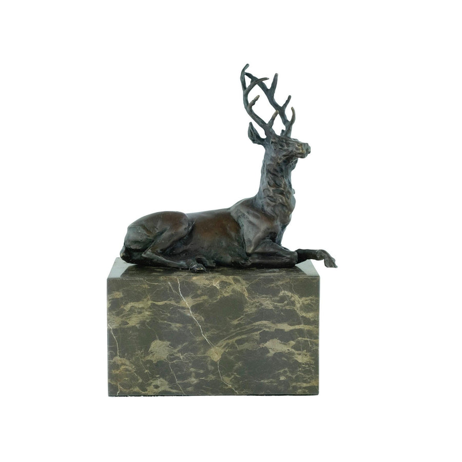 Bronze Lying Deer Sculpture Hunting Statue Bronze Red Deer Sculpture Wildlife Figurine Hunting Decoration Bronze Stag Sculpture Deer Deco