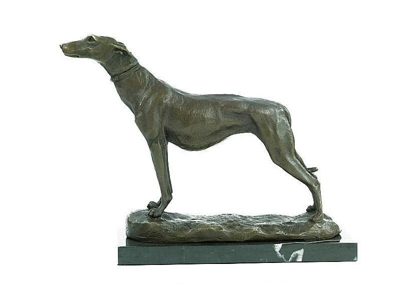Bronze Greyhound Sculpture Standing Greyhound Statue Bronze Animal Art Figurine Running Dog Sculpture Dog Lovers Gift Dog Decoration Dog Art